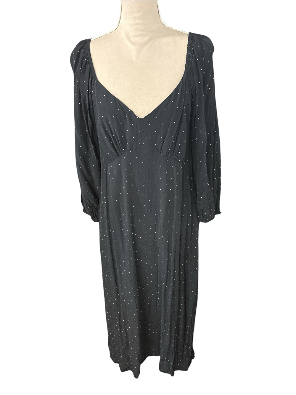 a new day Black Maxi Dress with Puff Sleeves and Dot Print - Picture 2 of 6